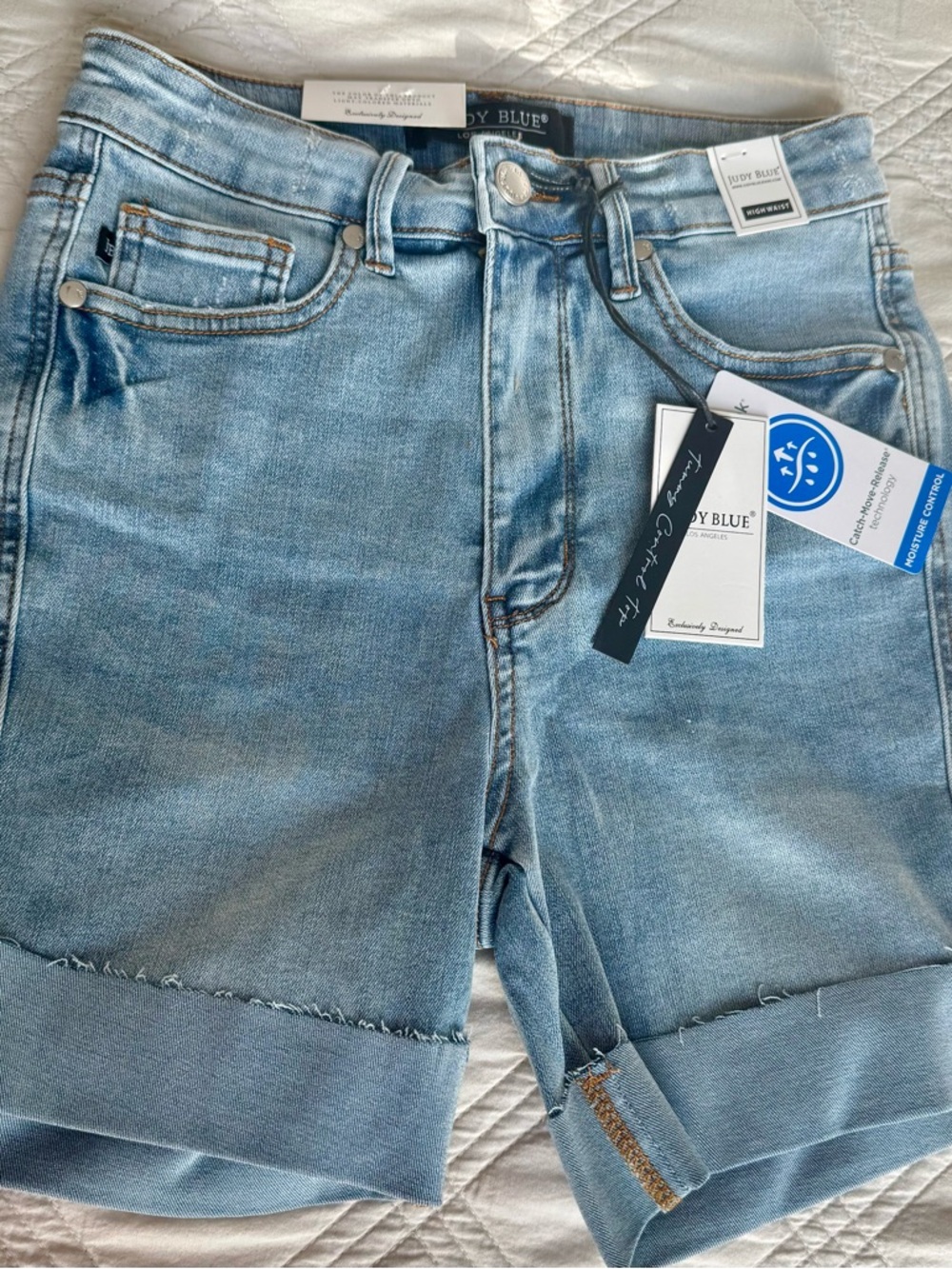 New Judy Blue High Waist Tummy Control Moisture Control “Cooling” Denim Shorts